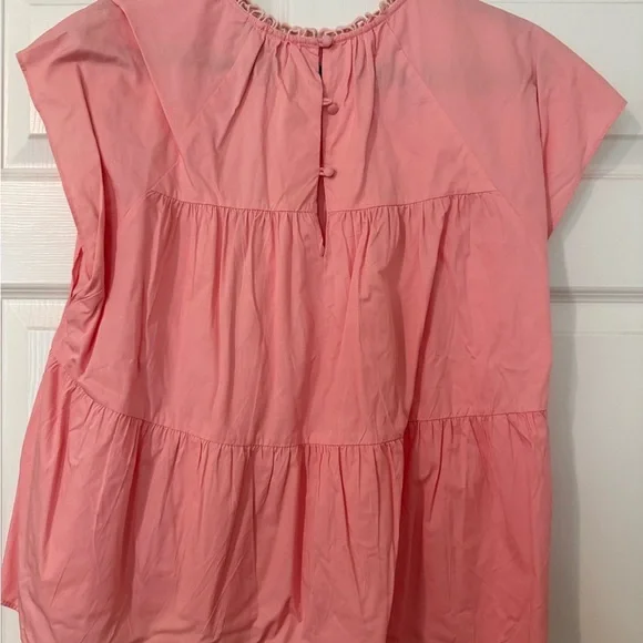 CROSBY by Mollie Burch Becky Pink Cap Sleeve Blouse with Bib Collar - Picture 5 of 6